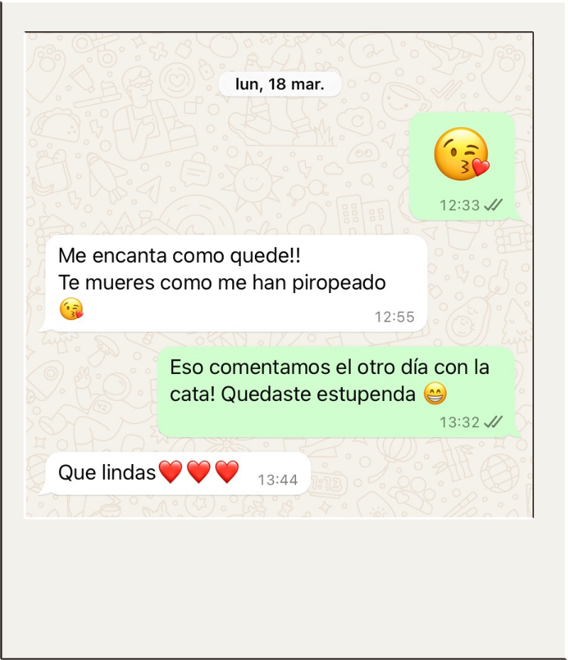 Clienta: Estoy chocha con mi pelo